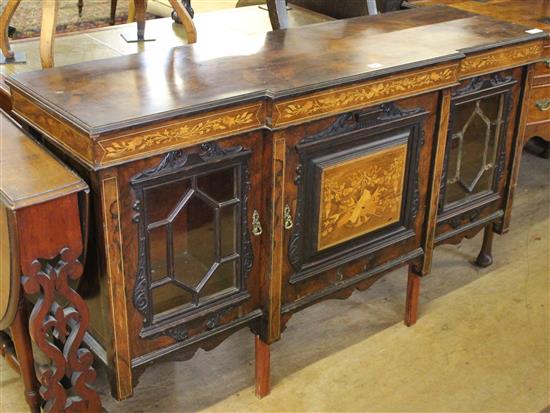 Inlaid walnut glazed cabinet (a/f)